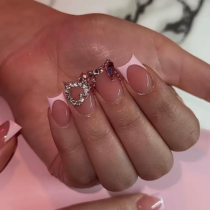 Faux ongles en bec de canard détachables, imprimé léopard Y2k, rose, court, à pression, fleur, couve