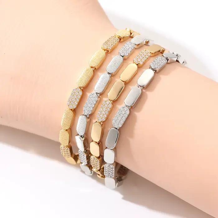 Bracelet de luxe incrusté de Zircon, lumineux et brillant, bijoux pour femmes, cadeau de noël CN8105