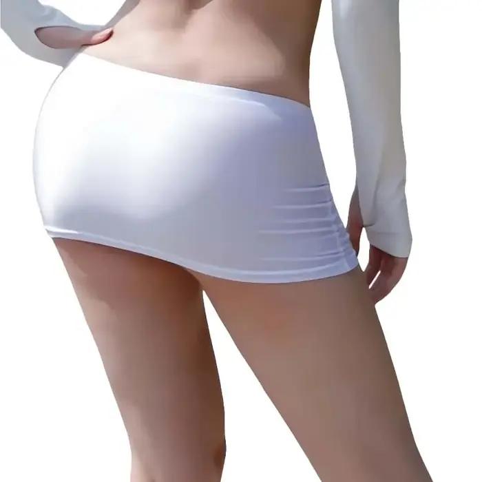 Mini-jupe moulante noire transparente ultra-fine en soie, style bodycon, pour femme, lingerie mode p