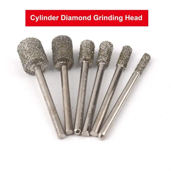 Tête de meulage diamantée à intervalles de grain 46, 5 pièces, tige de 3mm, points cylindriques endu