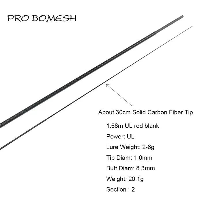 Pro Bomesh 1 ensemble 1.68m UL L 2 sections emballage des rayons X tige de voyage en Fiber de carbon