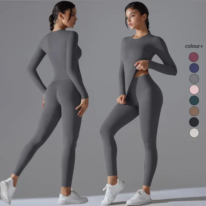 Costume de Yoga ensemble de sport manches respirant extensible GYM Yoga mince Fitness haut actif res