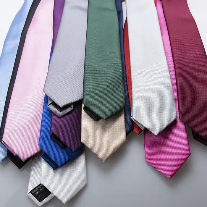 Cravate fine en Jacquard pour hommes d'affaires, cravate classique britannique de couleur unie, acce
