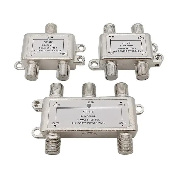 Séparateur Satellite d'antenne TV 2/3/4 voies, distributeur de répartiteur de télévision, câble Coax