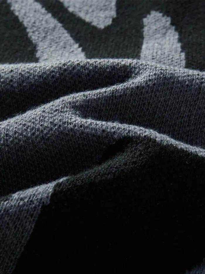 Pull à motif Jacquard irrégulier pour homme, pull décontracté, col rond, tricot bloc de couleurs, no