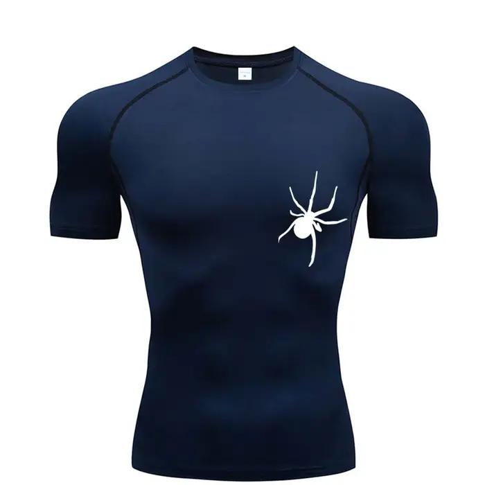 T-Shirt d'été à manches courtes pour hommes, chemise de course, vêtements de sport à Compression, ha