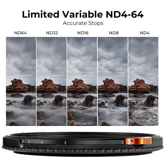 K & F CONCEPT Nano-X série 2in1 filtre polarisant circulaire Variable ND + CPL 37-82mm ND4 à ND64 fi