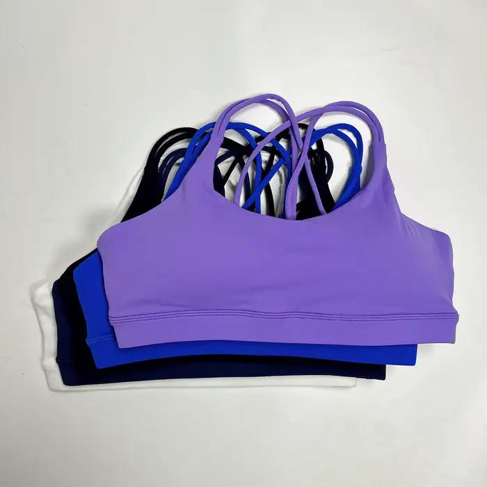 Couleur unie haute résistance Gym sous-vêtements Yoga croix femmes Fitness Sport soutien-gorge haut