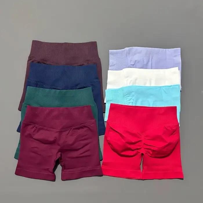 Short de sport pour femmes, short de motard, Fitness, taille haute et serrage de la taille, short de