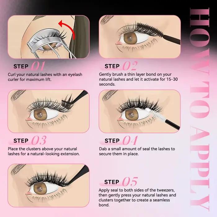UCoolMe cils Venus 132 pièces Kit de grappes à portée plus large avec dissolvant de liaison et de jo