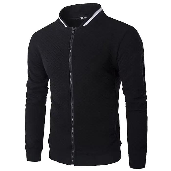 Sweat-shirt pour hommes avec poches zippées, demi-survêtement fin de couleur unie, décontracté, à ca