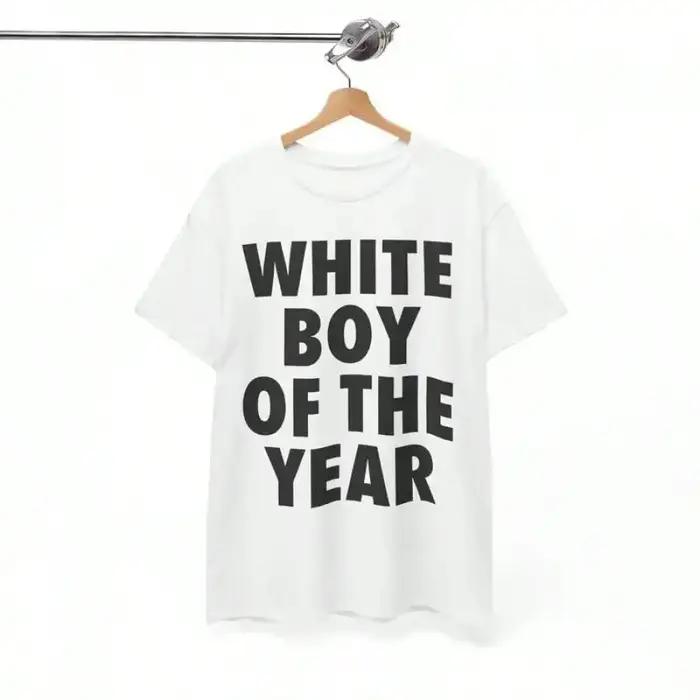 Blanc garçon de l'année t-shirts imprimé à manches courtes T-shirt rétro décontracté Streetwear Vint