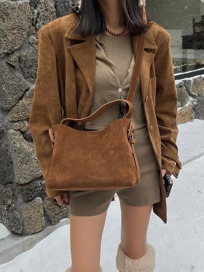 Daim peau de vache mode ladeis épaule croix marron sacs de luxe concepteur femmes café sacs à main a