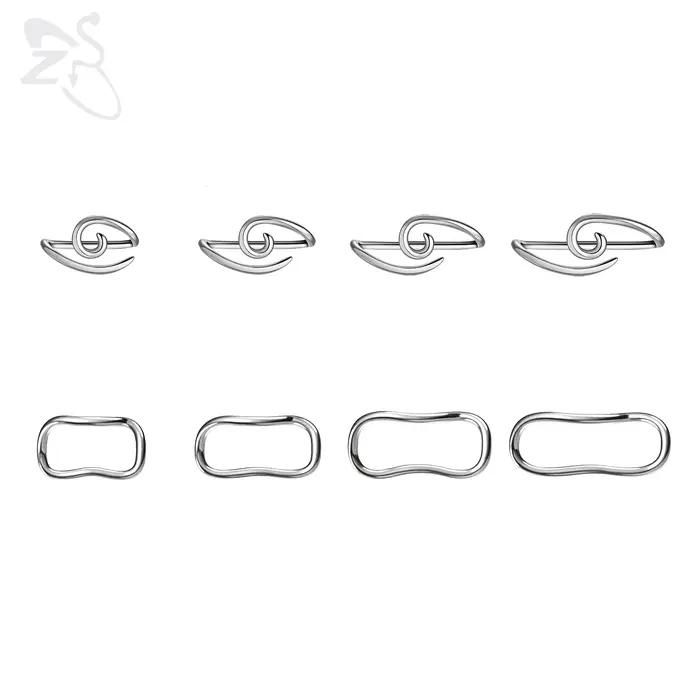 ZS 1PC 16G 925 argent crochet intérieur crochet extérieur anneau à sourcils pont en spirale nez Stud