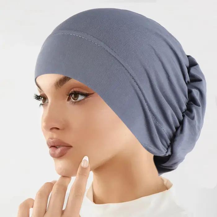 Mode musulmane femmes Hijabs doux extensible couleur unie Turban chapeau Cancer chimio bonnets casqu