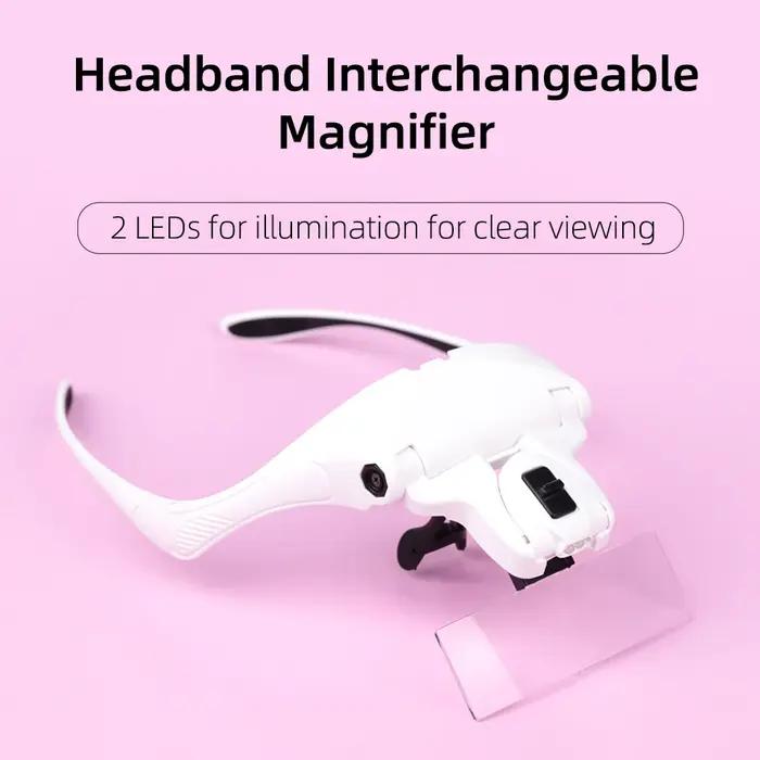 Extensions de cils 5 lentilles bandeau réglable loupe loupe lumière LED 1.5/2.5/3.5 loupes pour faux