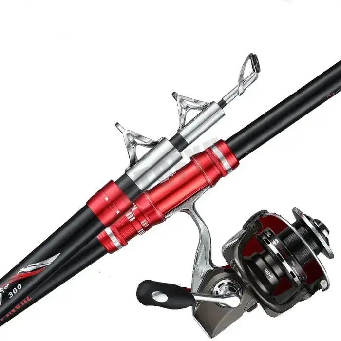 Canne à pêche télescopique en carbone 2.4M-4.5M, 50kg, pour attraper gros poisson, longue Distance,