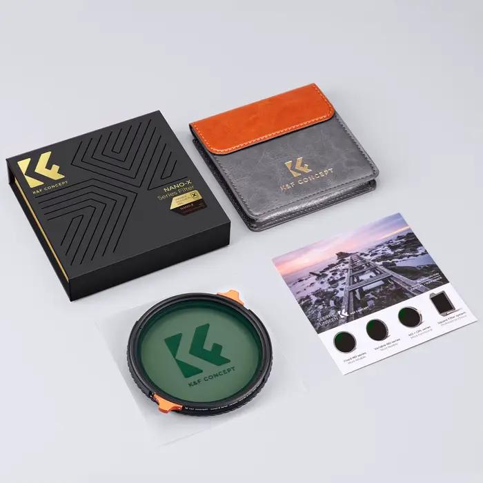 K & F CONCEPT Nano-X série 2in1 filtre polarisant circulaire Variable ND + CPL 37-82mm ND4 à ND64 fi