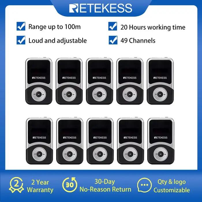 RETEKESS T131S 10 récepteurs pour guide touristique, système de guide touristique sans fil T130 de 2