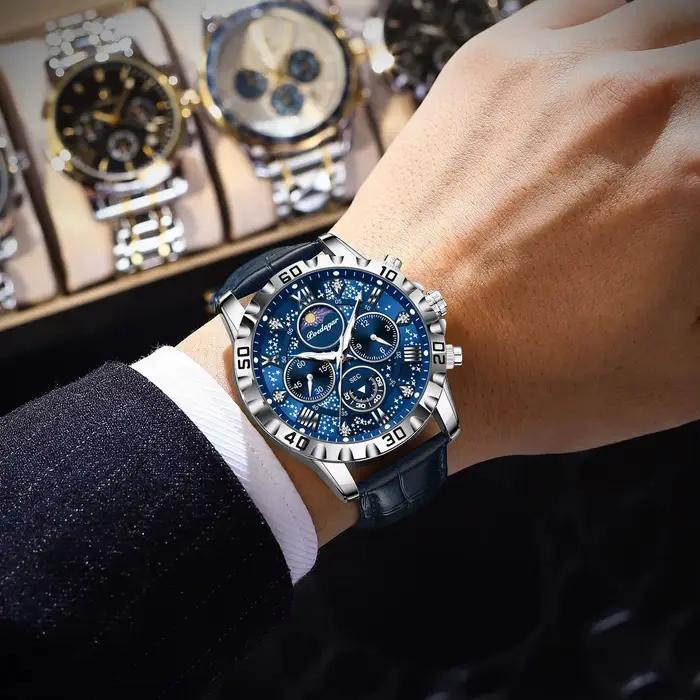Montre homme POEDAGAR, haut de gamme, fonctionnelle, luxueuse, étanche, chronographe lumineux, brace