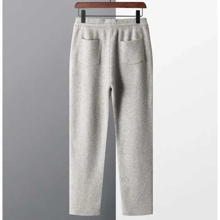 Pantalon en cachemire épais pour hommes, Slim, tricoté, 100% Pure laine, pour garder au chaud, nouve