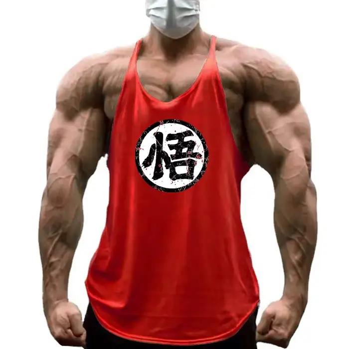 Gym Fitness musculation bretelles T-Shirt hommes mode impression Sport sans manches gilets été coton