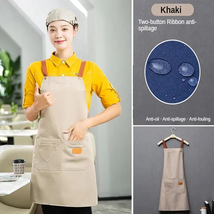 Tabliers de cuisine avec logo brodé personnalisé, vêtements de cuisson avec poches, bavoir adulte, sac de taille, signature, chef à domicile, livraison gratuite