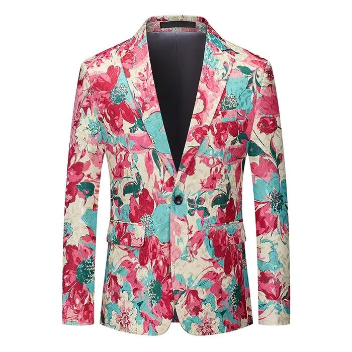 Blazer de Luxe en Jacquard à 1 Bouton pour Homme, Vêtement à la Mode, ix, Scène, Mariage, Tendance,