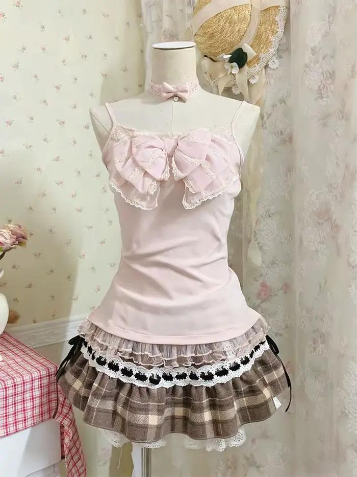 Nouvelles robes japonaises douces, ensemble 3 pièces, style Y2k, crop top kawaii sexy, Harajuku, sli