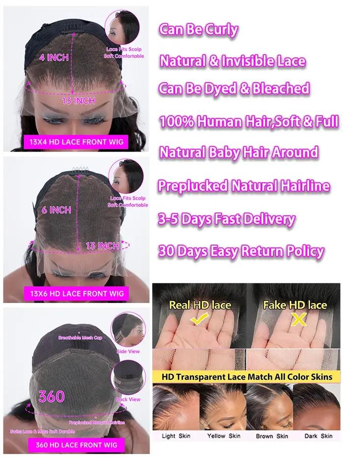 Perruque Lace Frontal Water Deep Wave 13x4 13x6 360 HD en cheveux humains bouclés, 30 40 46 pouces,