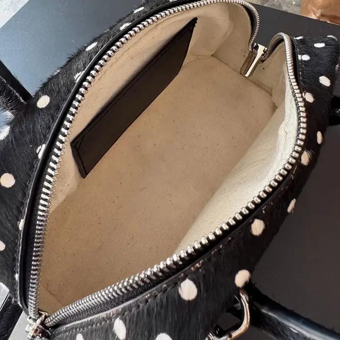 Sacs boston en cuir véritable à pois pour femmes sac à main et bourse de luxe de styliste nouveau à