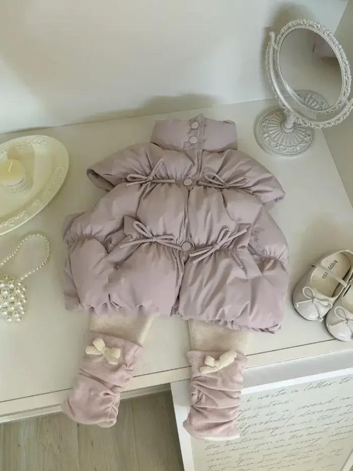 HoneyCherry filles couleur unie gilet automne et hiver nouveau à la mode enfants coton gilet hiver f