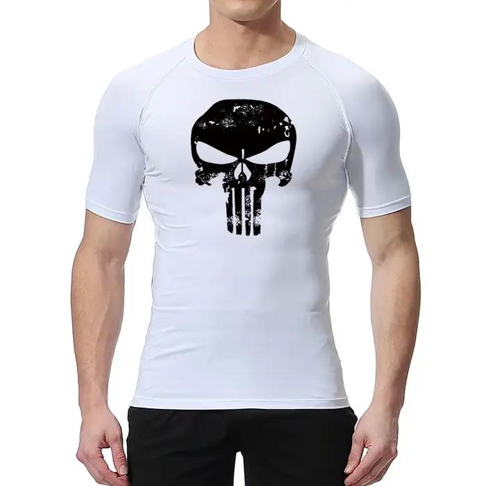 Chemise compression homme tête de mort - T-shirt sport séchage rapide anti-frottements pour running