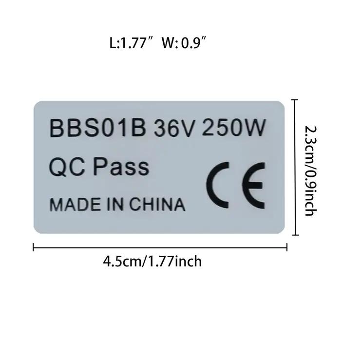 Autocollants de vélo électrique 36V 250W, 6 pièces, pour Bafang BBS01B BBS02B BBHD, moteur d'entraîn