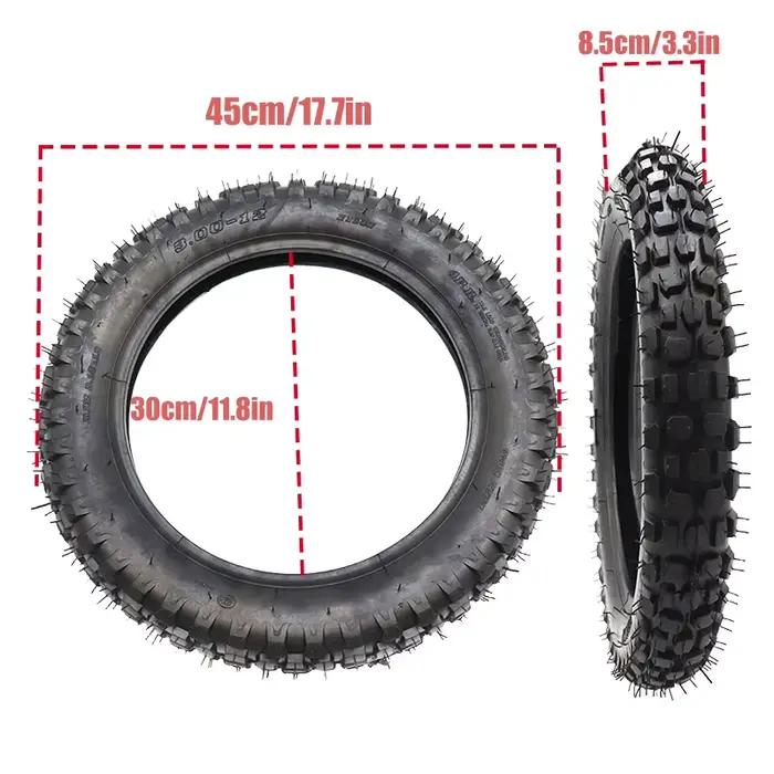 Pneu et chambre à air de haute qualité 3.00-12 pouces, pneu de 12 pouces pour moto tout-terrain, motocross, moto