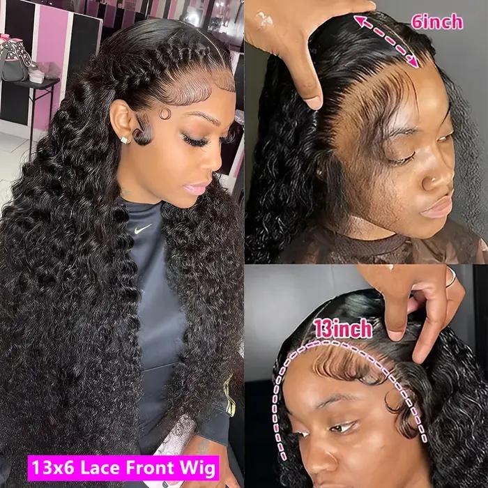 Perruque Lace Front Wig naturelle bouclée, Deep Wave, HD, 13x6, 13x4, 30 pouces
