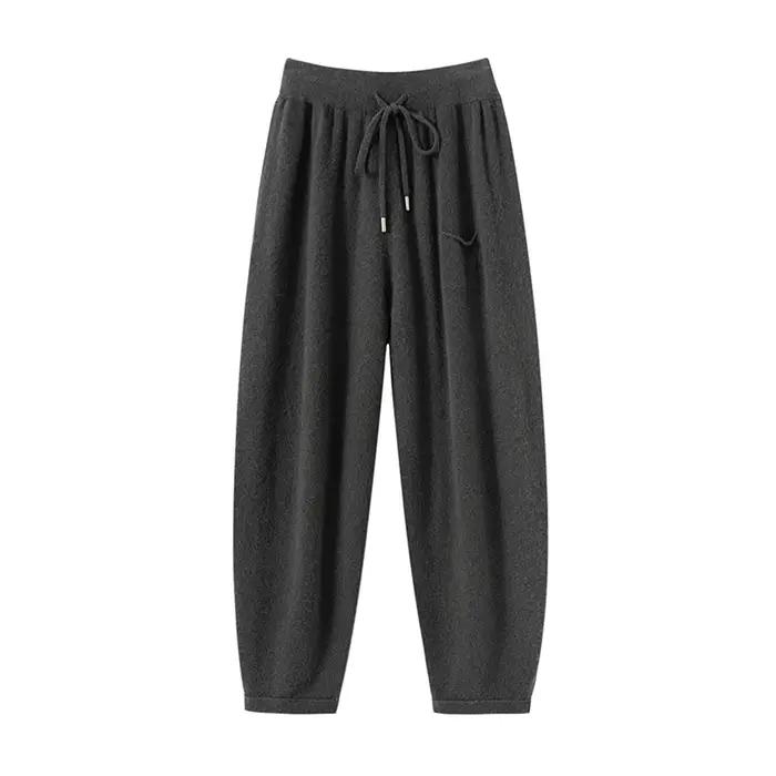 2025 automne hiver femmes 100% cachemire pantalons longs doux confortable taille haute tricoté panta