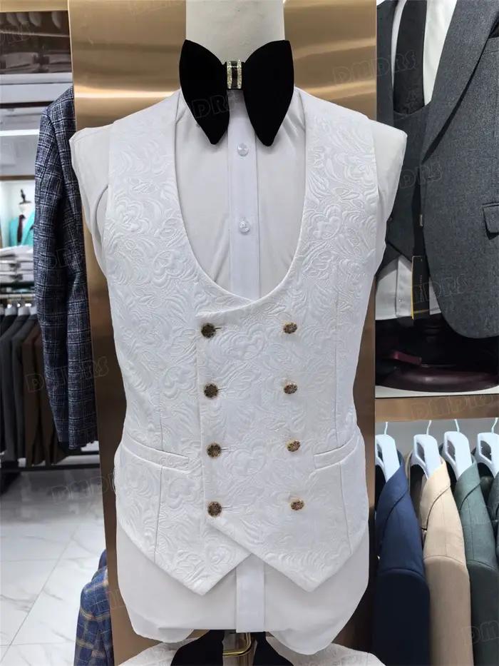 Mode Paisley hommes 3 pièces costume formel ensemble Blazer gilet pantalon mariage marié costumes me