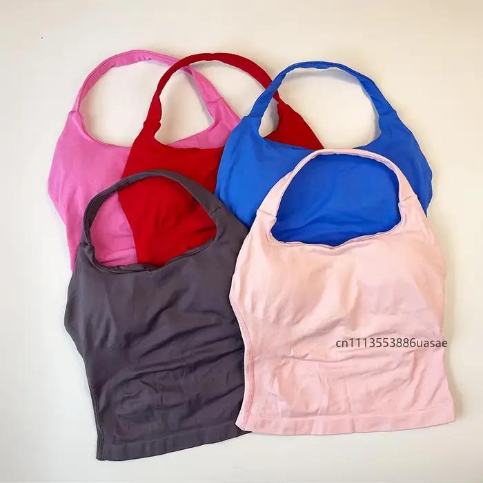 Impact Halter Top pour femme, soutien-gorge de sport push-up à larges bretelles, débardeur de yoga d