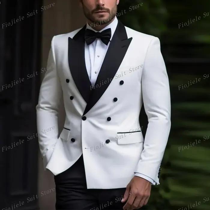 Smokings blancs et noirs pour hommes d'affaires, smokings pour marié, marié, garçon d'honneur, fête
