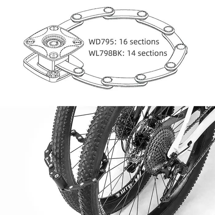 ROCKBROS antivol de vélo avec clés antivol de vélo haute sécurité antivol Portable vélo chaîne antiv