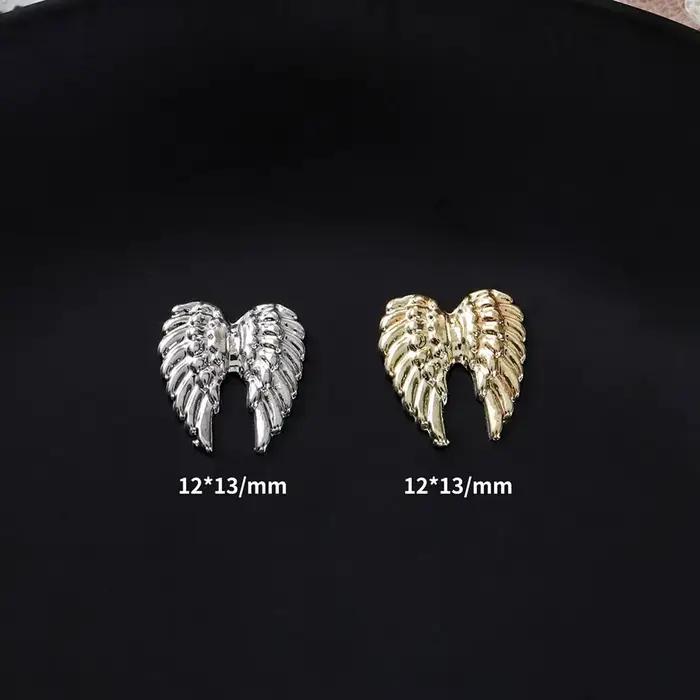 Ailes d'ange en métal pour décoration d'ongles, 20 pièces, or et argent, breloques pour Nail Art, ma