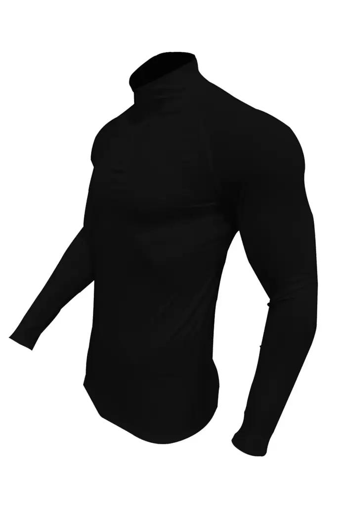 T-shirt de compression fitness homme manches longues demi-zip pour gym et course - Élastique et respirant