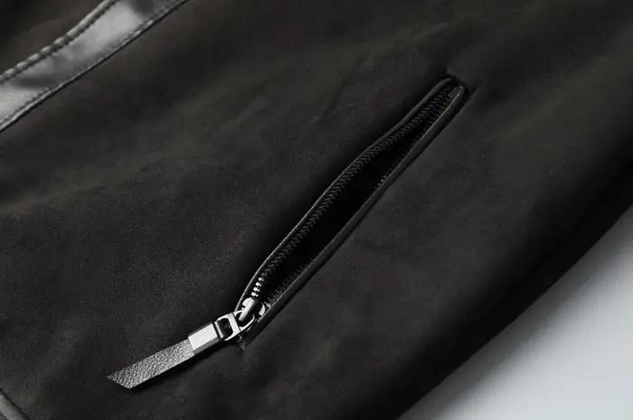 Veste décontractée d'affaires en simili daim épissé en cuir Pu pour hommes, printemps et automne