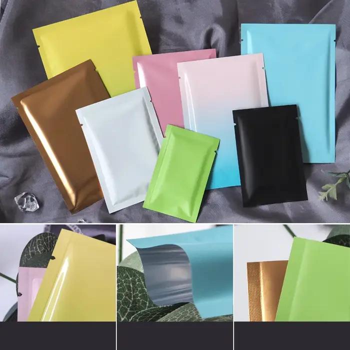 TETP 100 pièces petit Film d'aluminium coloré sac ouvert supérieur poudre thermoscellée bonbons thé