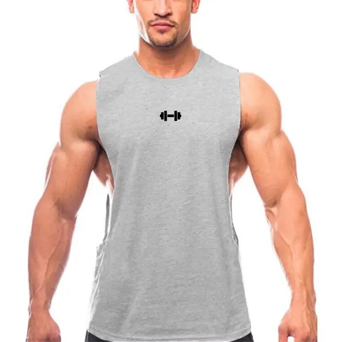 Gilets d'entraînement Fitness coton respirant fentes latérales hommes musculation sans manches