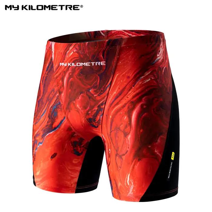 MY KILOMETRE Pour des hommes jambe carrée athlétique Jammers de natation Rouge lave Durable Formatio