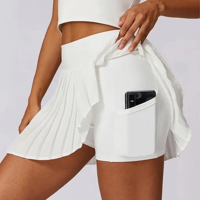 Cloud Hide-Jupes de sport plissées pour femmes, jupe de tennis, shorts de fitness, taille haute, jup