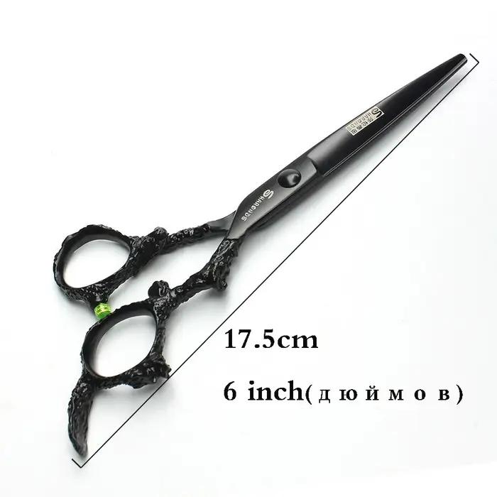 Sharonds-Ciseaux de Coupe Professionnels en Acier 440c, 6/7/8 Argent, Manche Dragon Noir, pour Salon