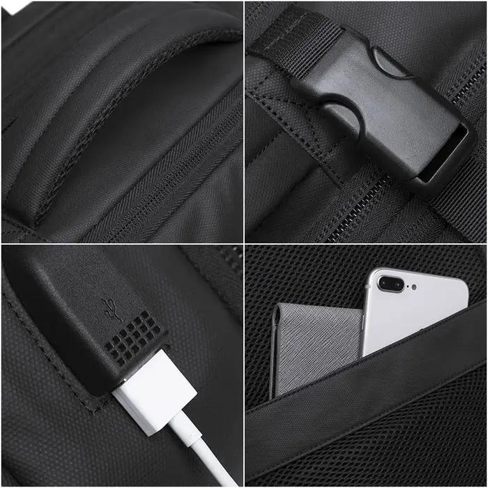 BANGE extensible hommes sac à dos étanche 17.3 pouces sac à dos pour ordinateur portable homme grand